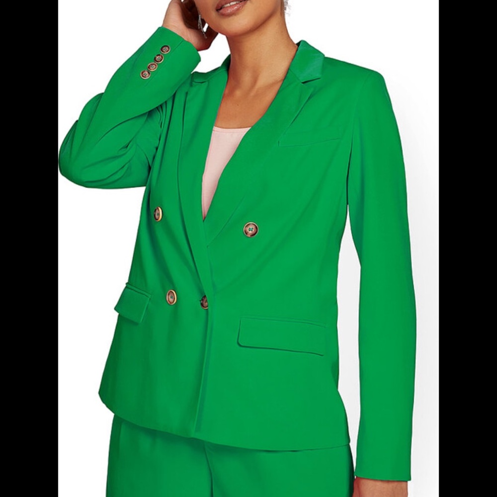 Green Double-Breasted Blazer